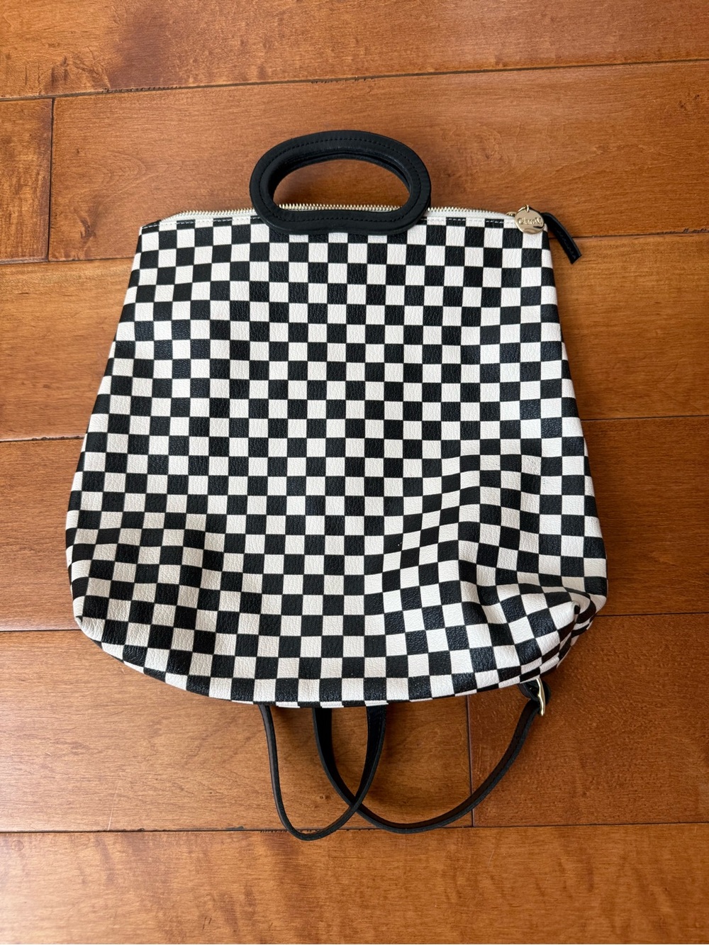 Clare V. Black & White Checkered Women’s Backpack Tote